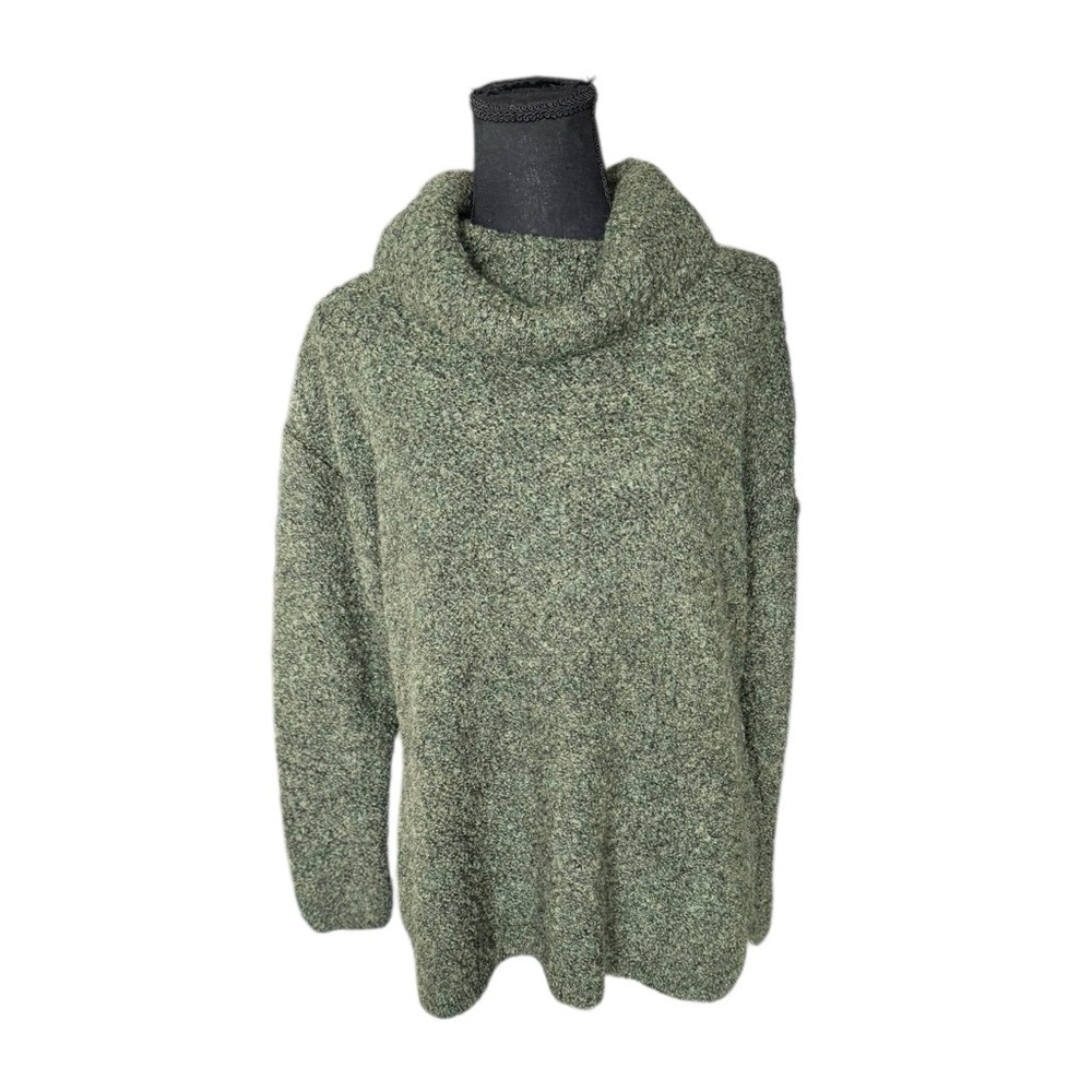 J McLaughlin Alpaca Wool Lulu Sweater Small Green Bouclé Funnel Neck Sweater